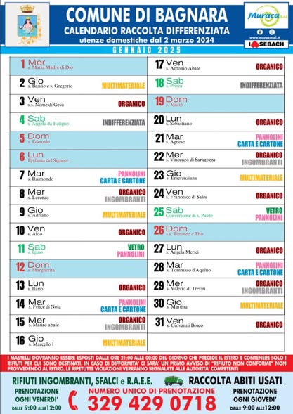 calendario utenze domestiche gen 2025